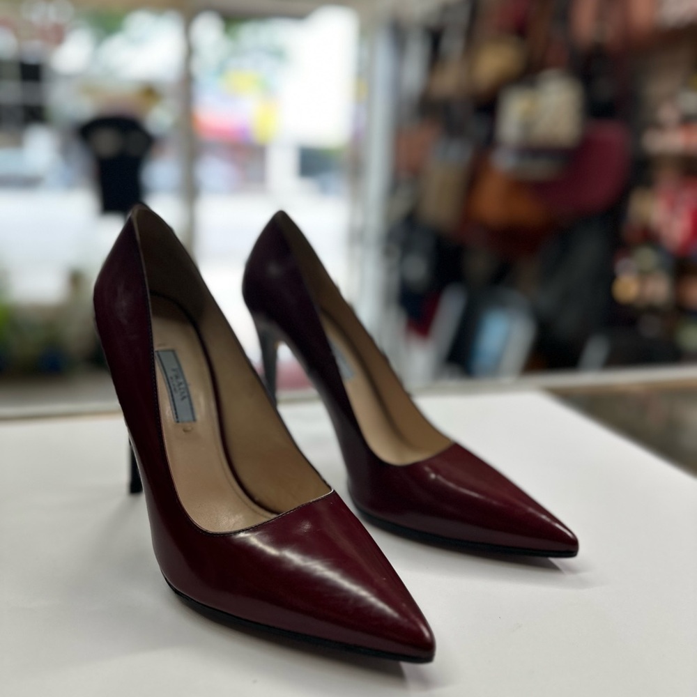Burgundy Prada Stiletto Heels